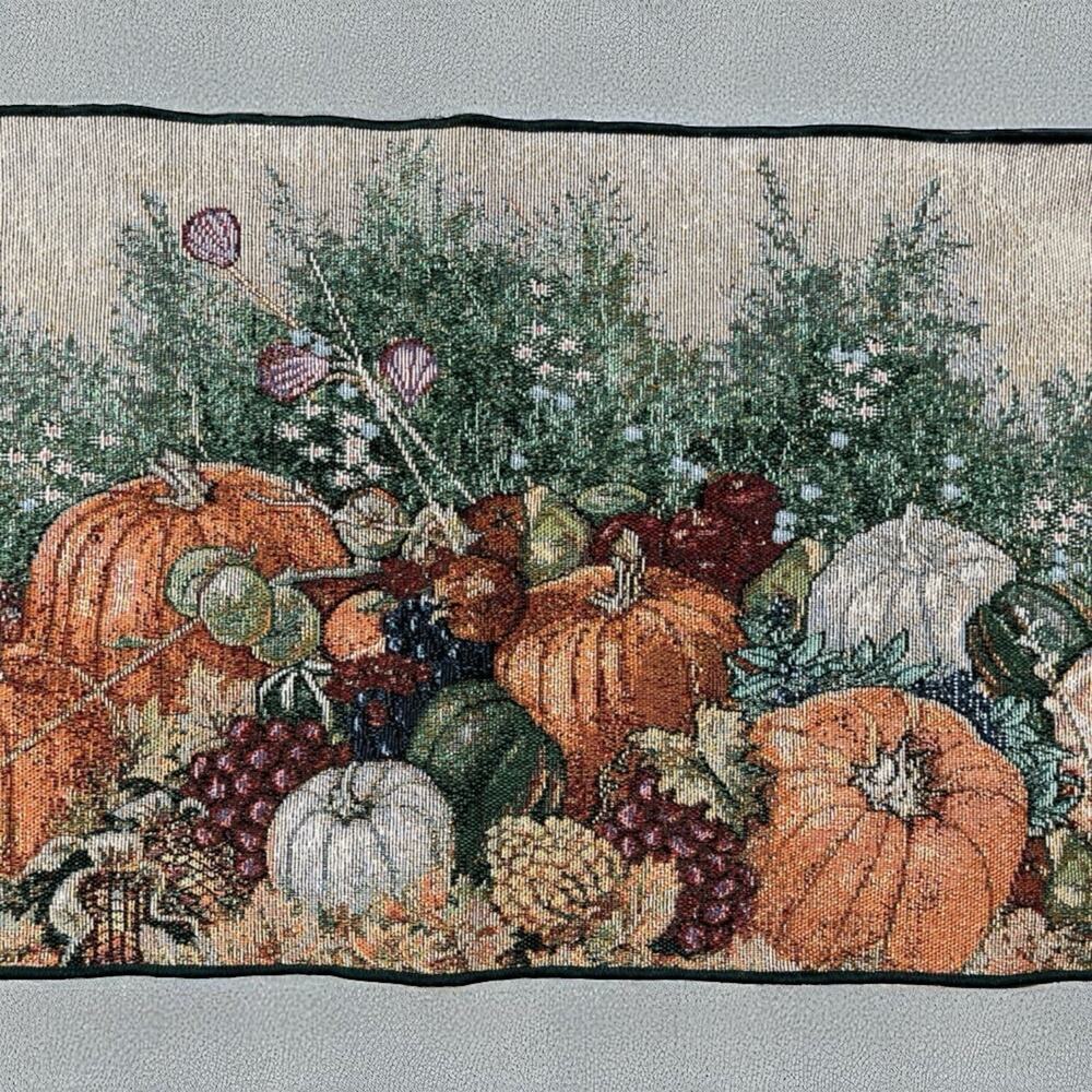 Bergeron Fall Pumpkins Tapestry Table Runner Bountiful Harvest 72” Thanksgiving